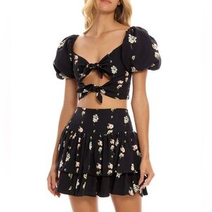 Agua Bendita Bailee Iliane Moss Set Skirt and Crop Top sz M